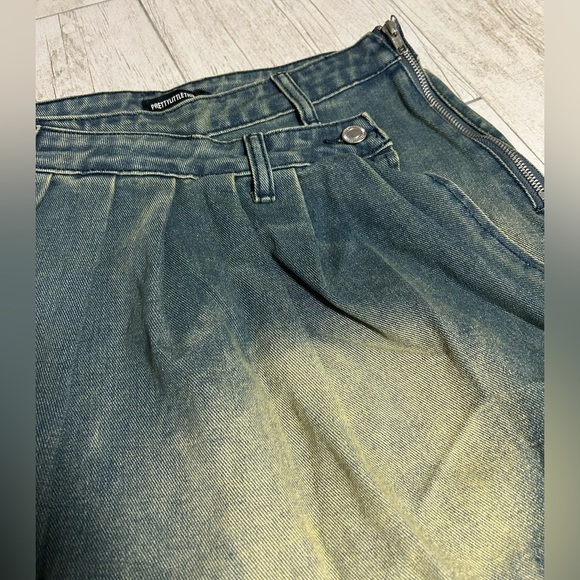 PLT vintage wash asymmetric micro mini skirt - Picture 2 of 4